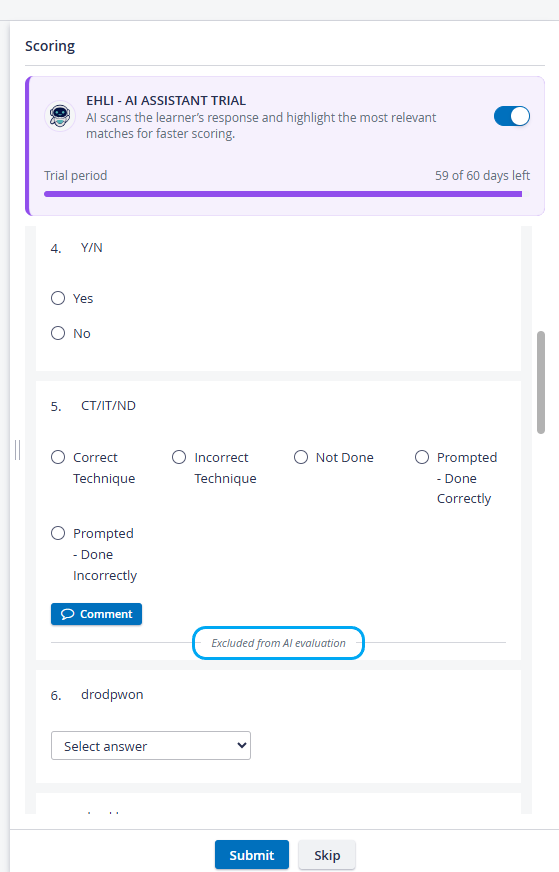 OEQS Scoring - Exluded from AI evaluation
