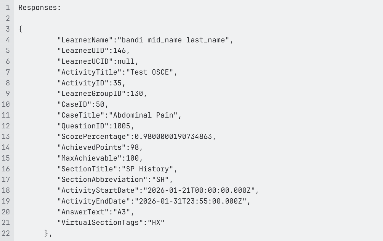 API Response Examples (mock data)