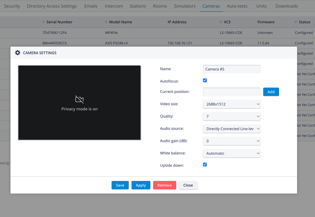 Privacy mode - Camera Settings