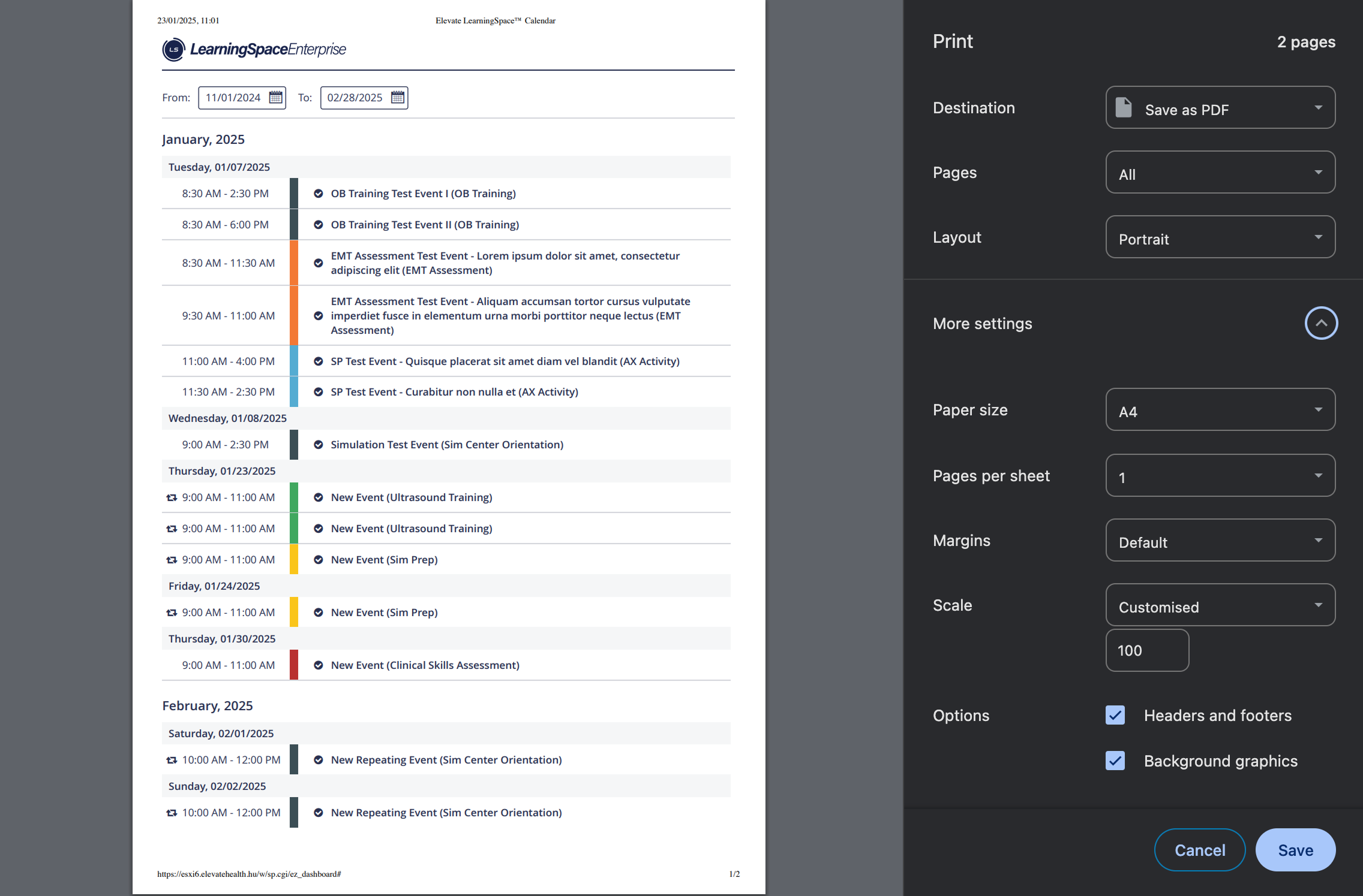 Improved List View print-out