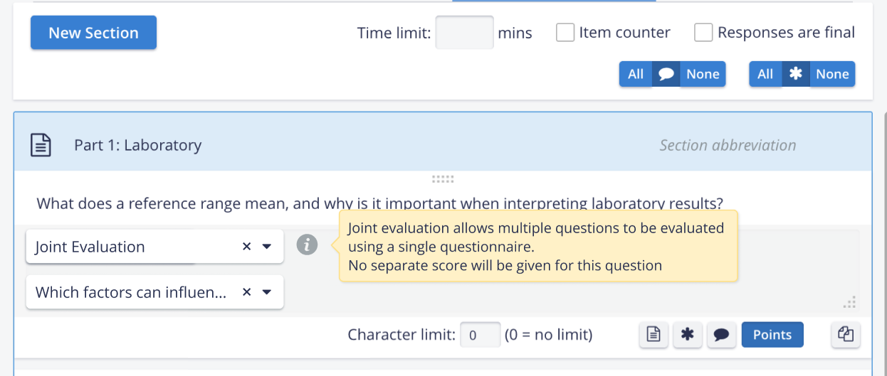 Joint Evalution Scoring Option selected