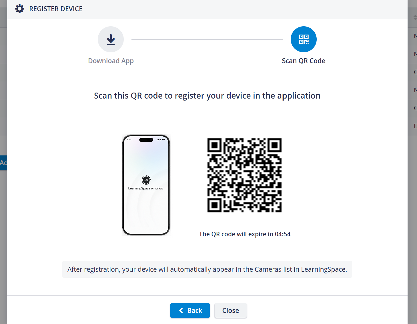 Register Device - QR Code