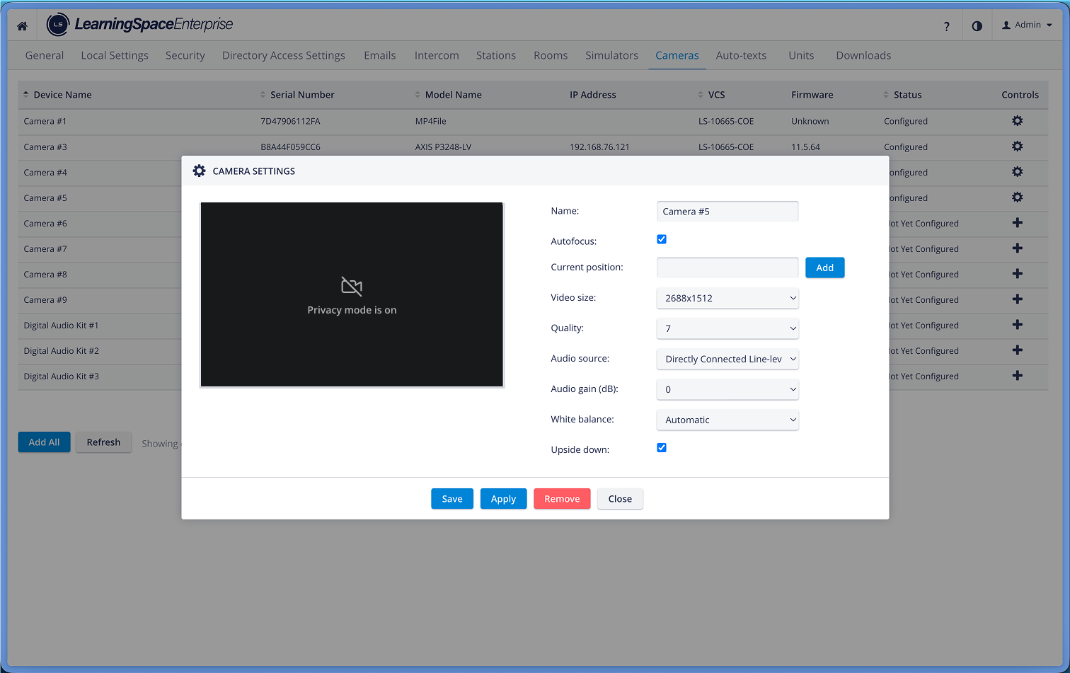 Privacy mode - Camera Settings
