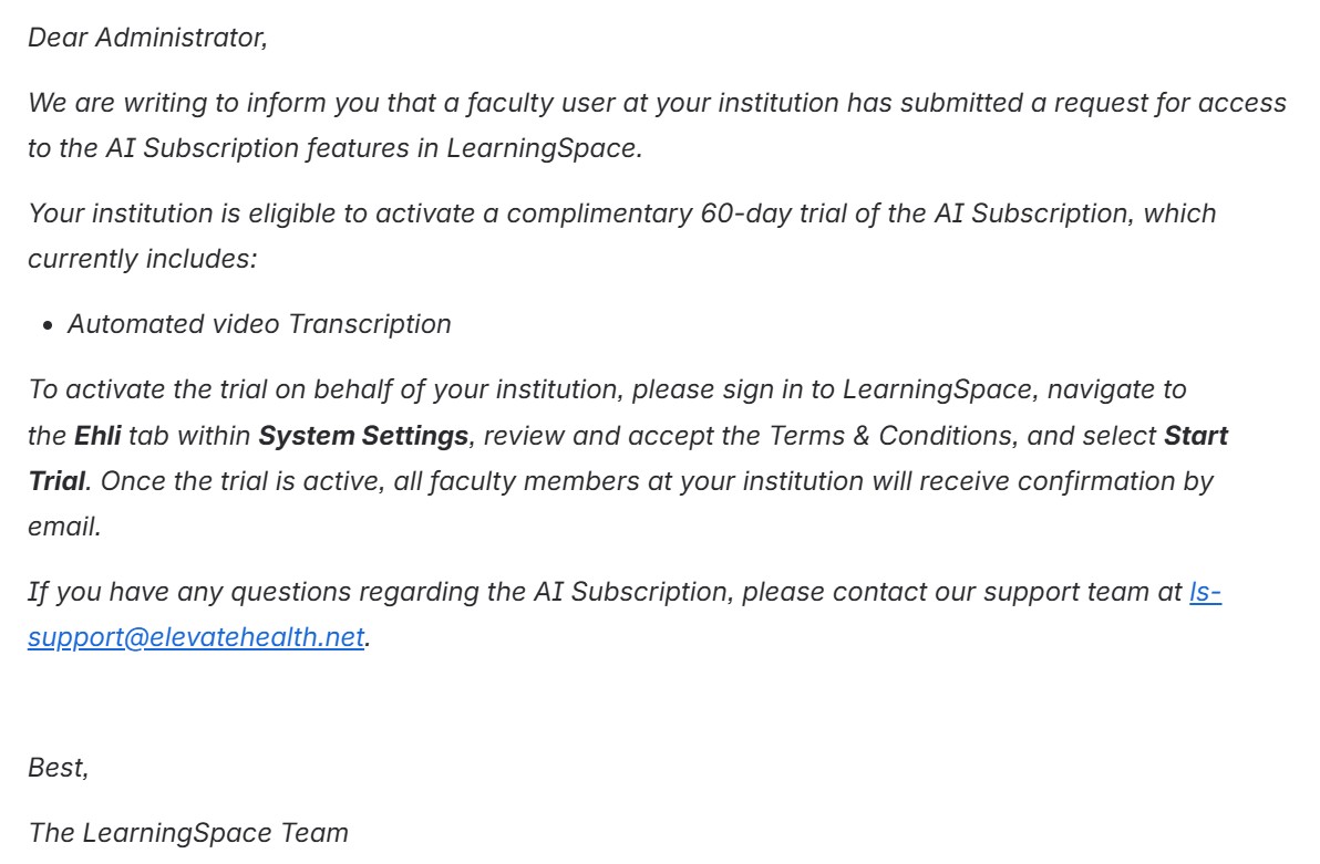 Notification email about incoming Requests