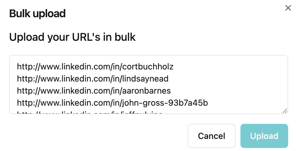 What it looks like when you've bulk uploaded URLs
