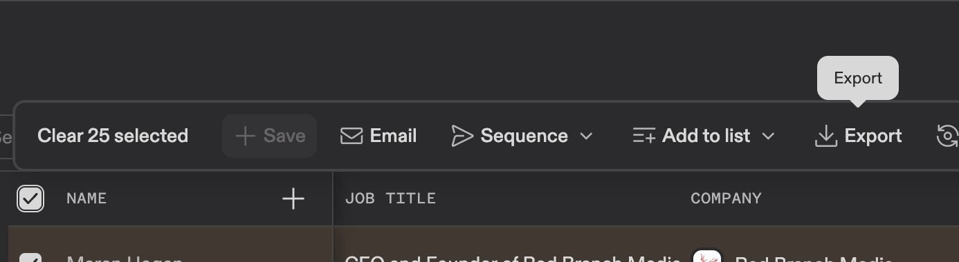 Selecting and exporting contacts