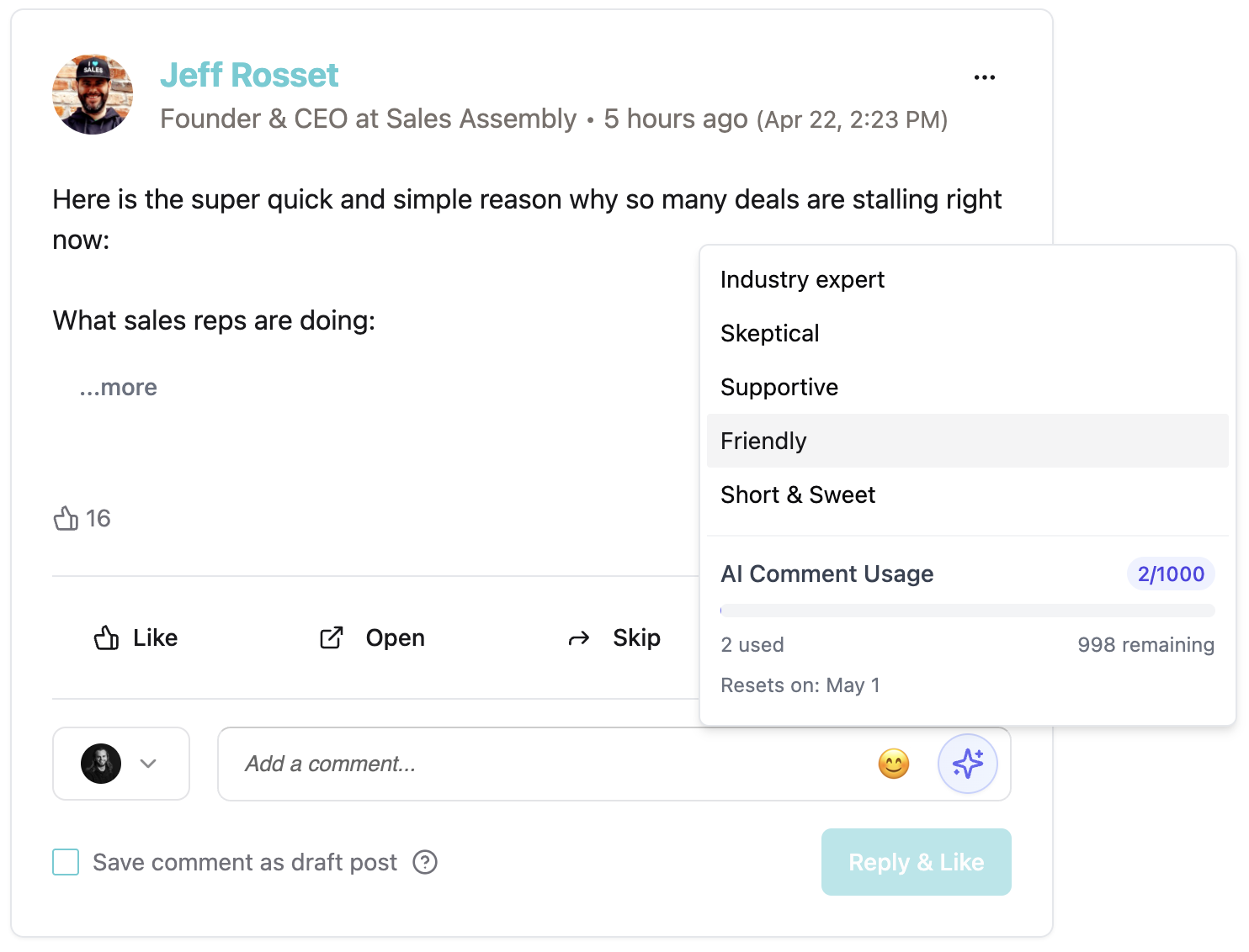 The Aware AI comment prompts