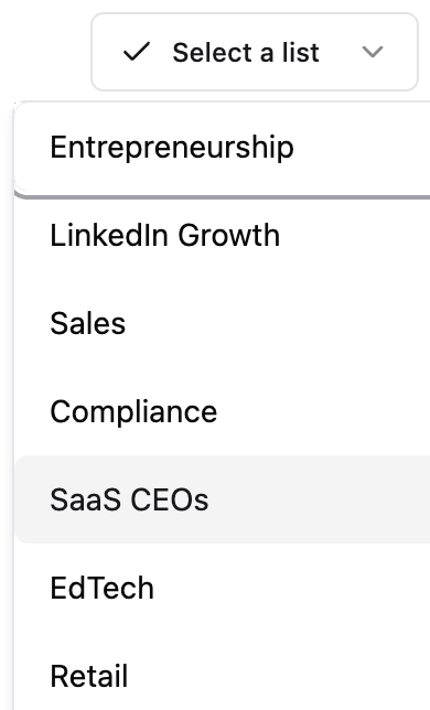 A small cross section of the lists