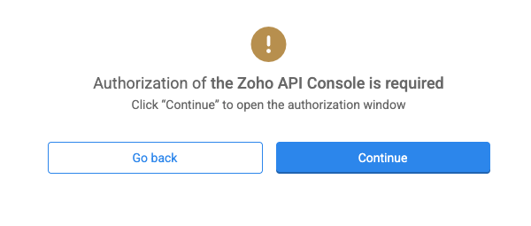API console autorization request alert