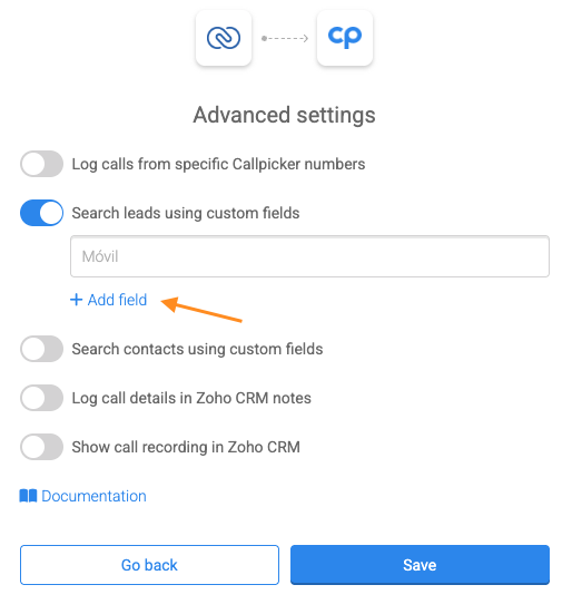 "Add field" button