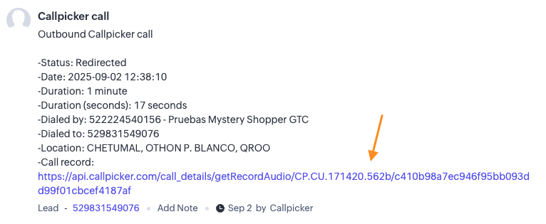 Recording in call note