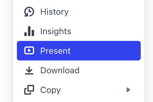 Find "Present" in the document and command menu