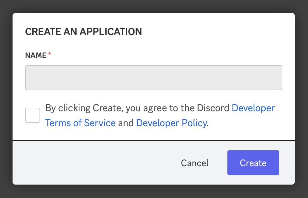 Choose a name and accept the Discord terms