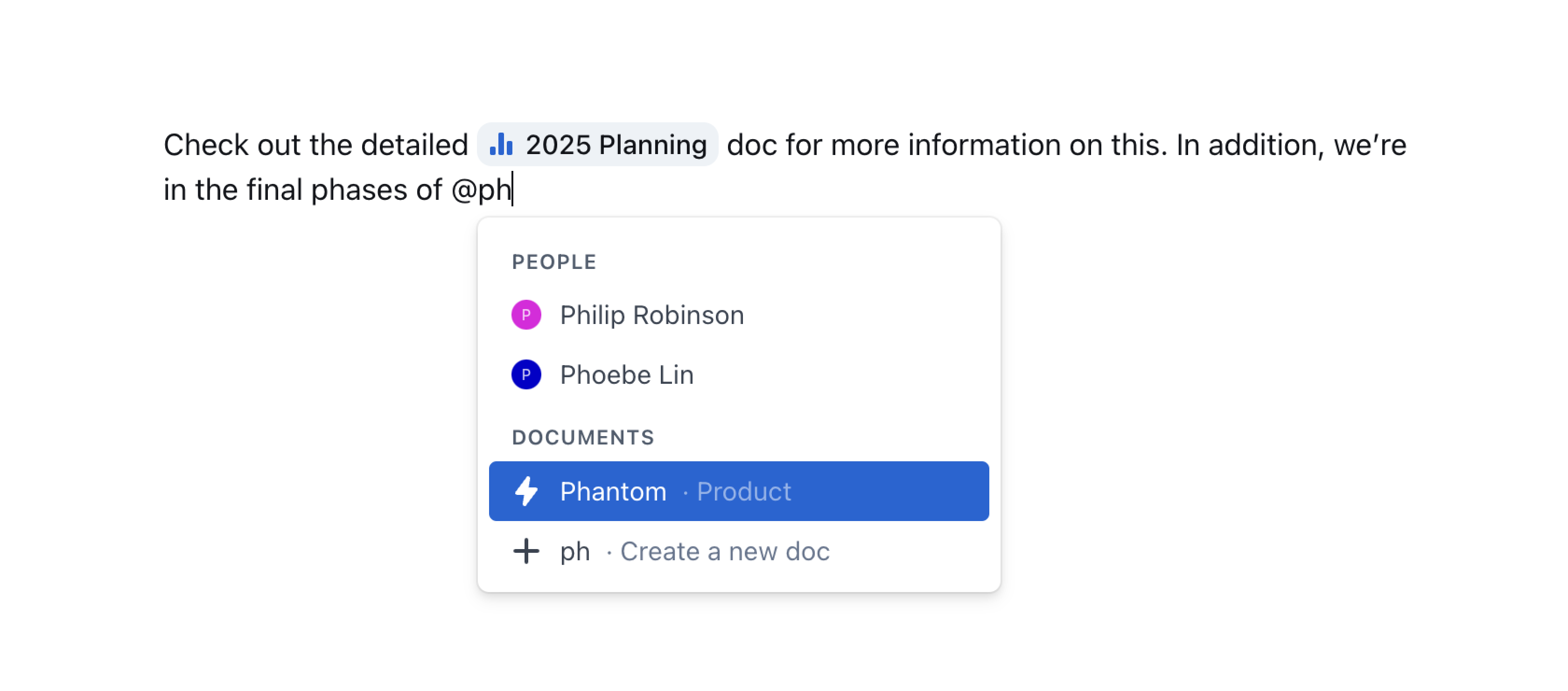 Mentioning a document