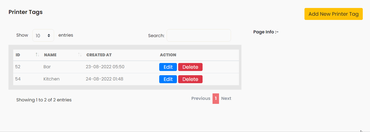 Creating Tag in Foodship Online Ordering System