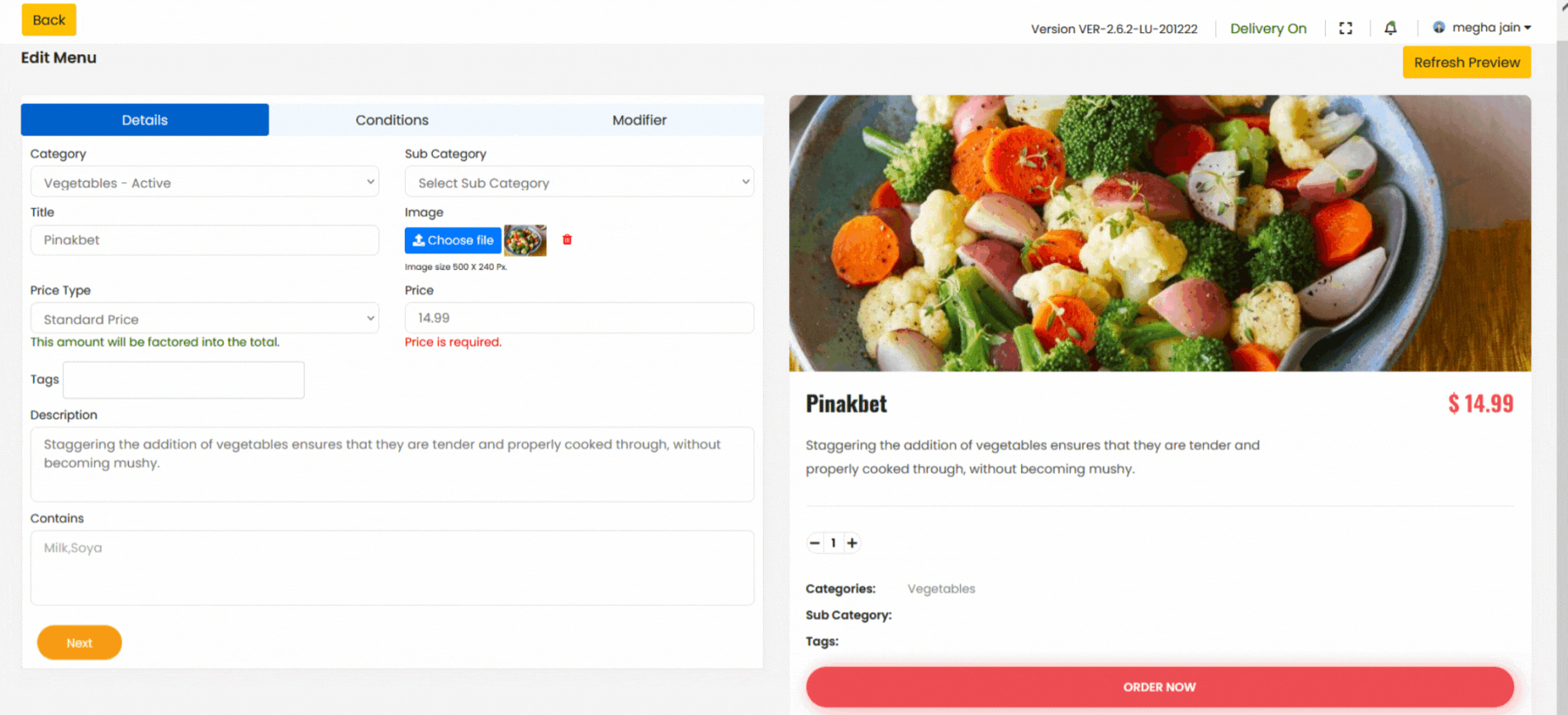 Steps to enable minimum order offer