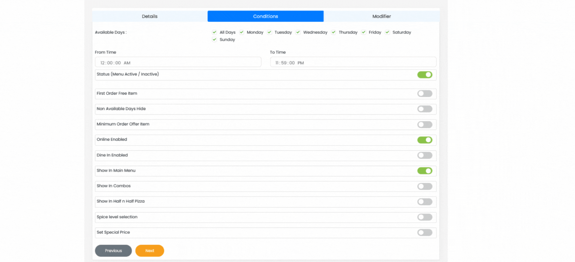 Steps to enable minimum order offer
