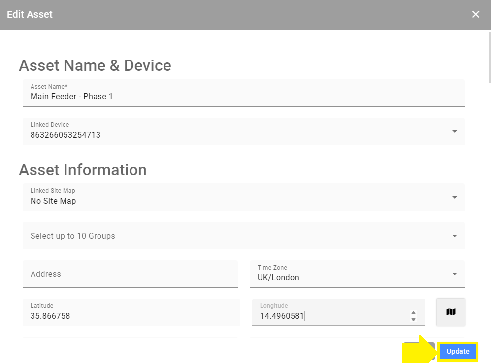 IoT Pro Platform - Confirming New Asset Details Changes