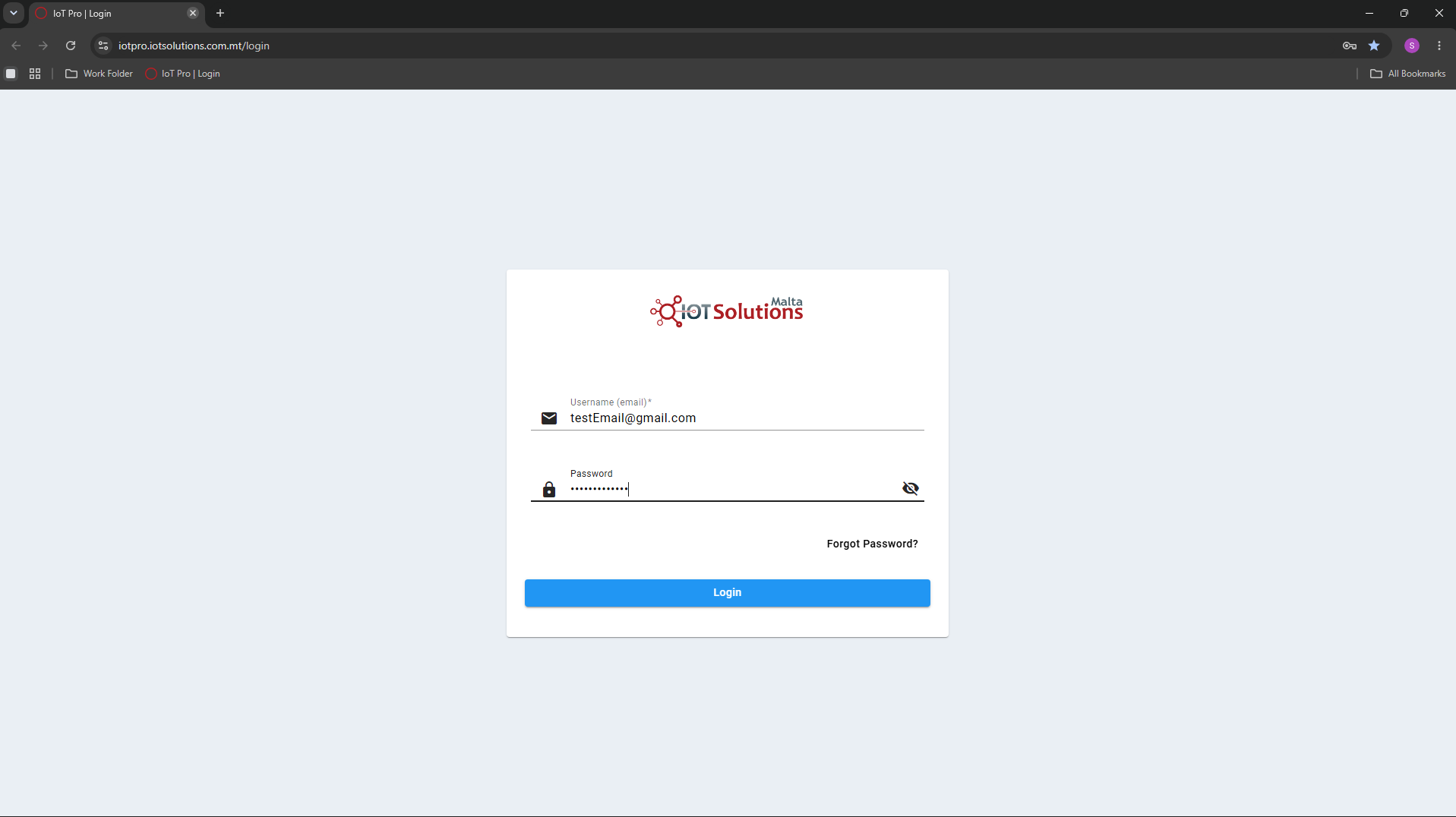 IoT Pro Platform - Login Page