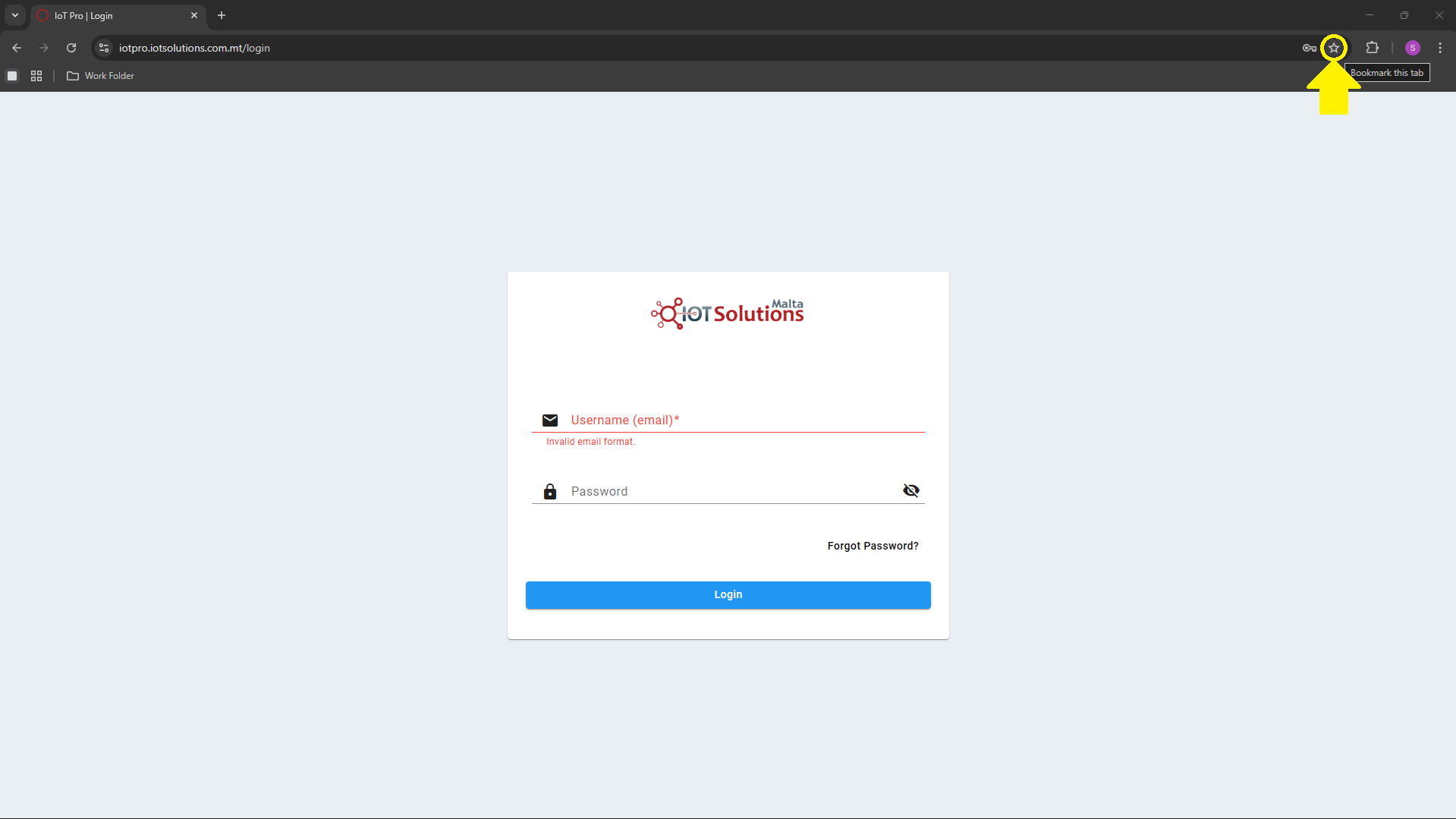 IoT Pro Platform - Bookmark Button Location