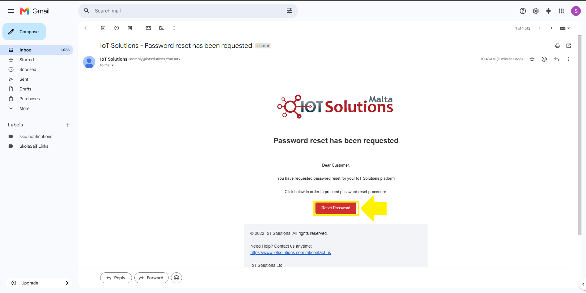 Password Reset Email