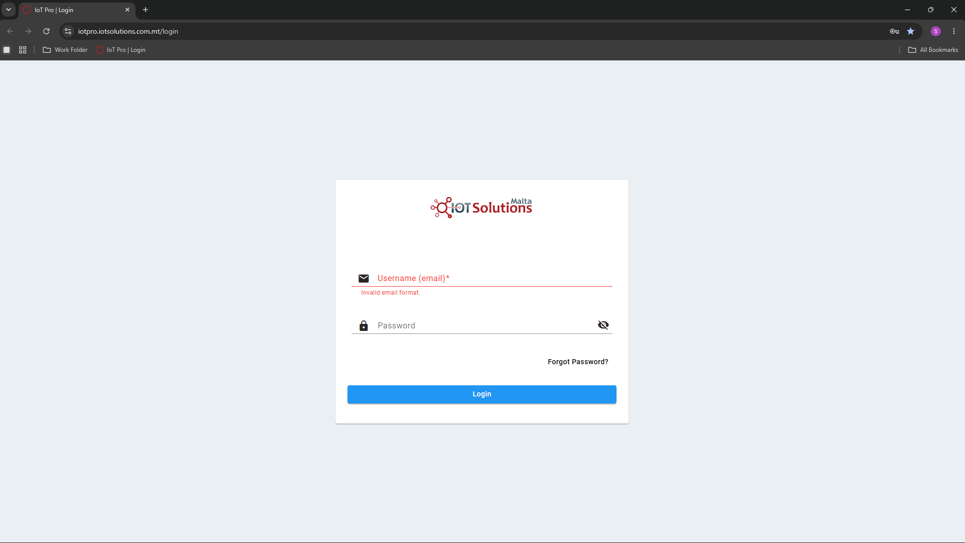 IoT Pro Platform - Login Page