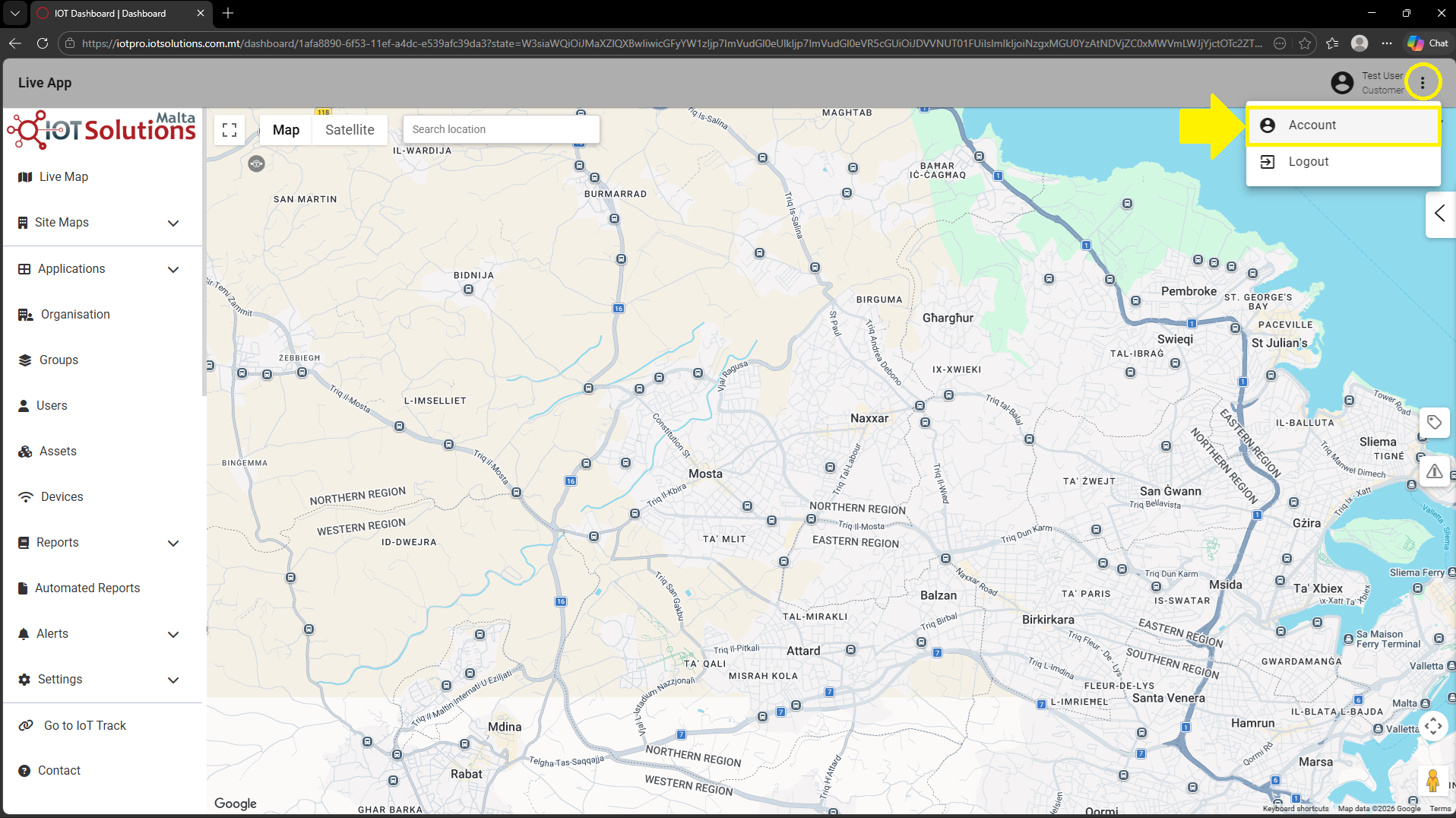IoT Pro Platform - Live Map