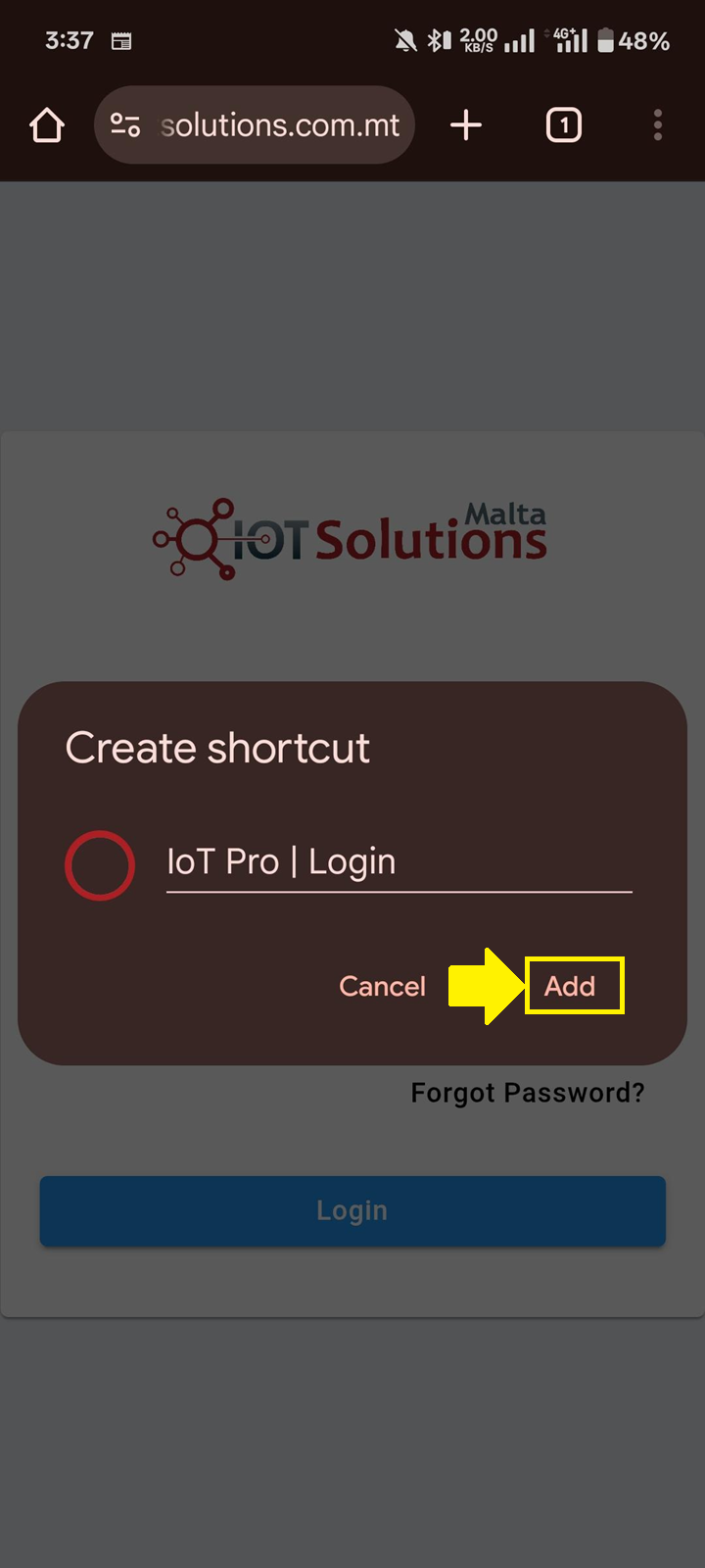 IoT Pro Platform - Creating a shortcut