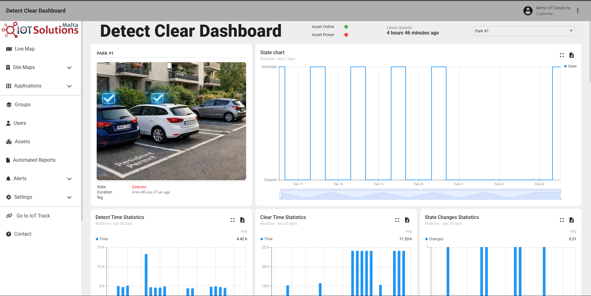 IoT Pro Platform - Detect Clear Dashboard