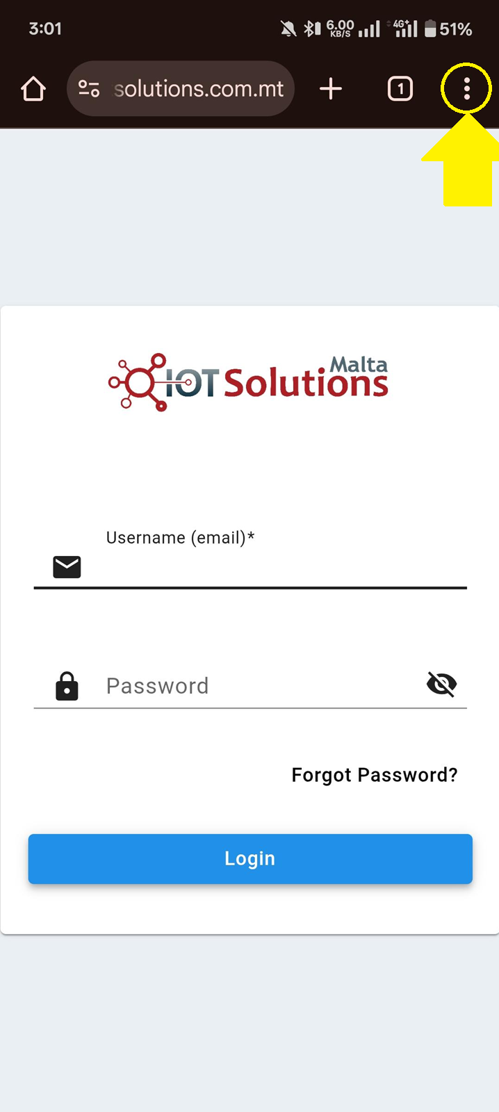 IoT Pro Platform - Three Dot Menu Location