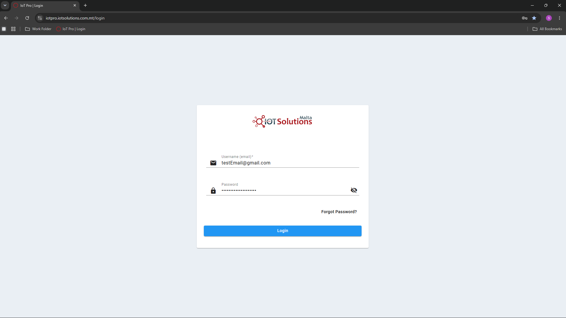 IoT Pro Platform - Login Page