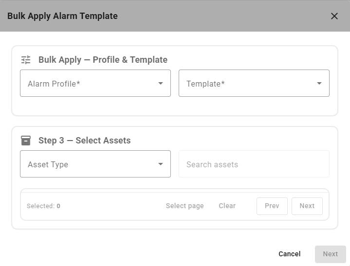 IoT Pro Platform - Bulk Apply Template Form