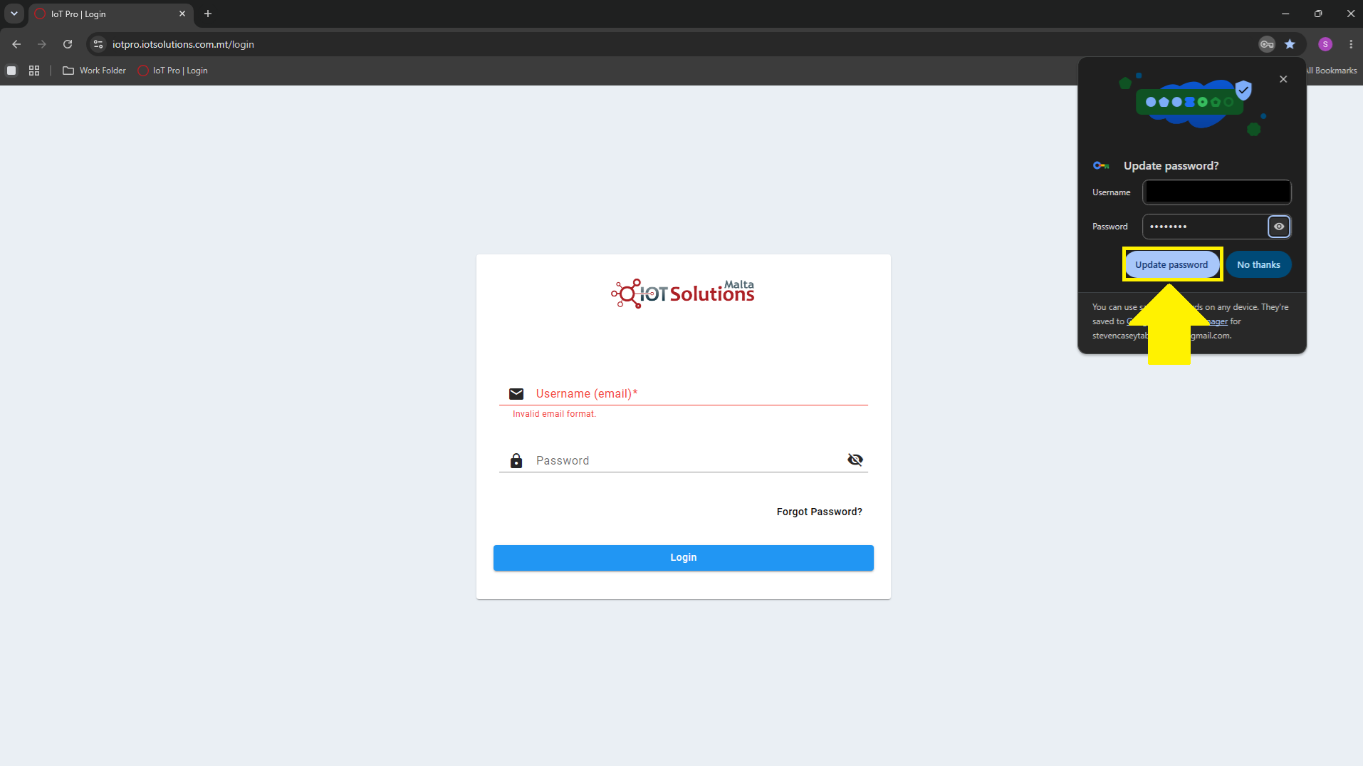 IoT Pro Platform - Updating Password