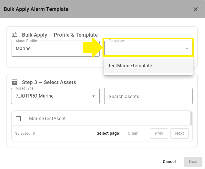 IoT Pro Platform - Bulky Apply Form Selecting Template