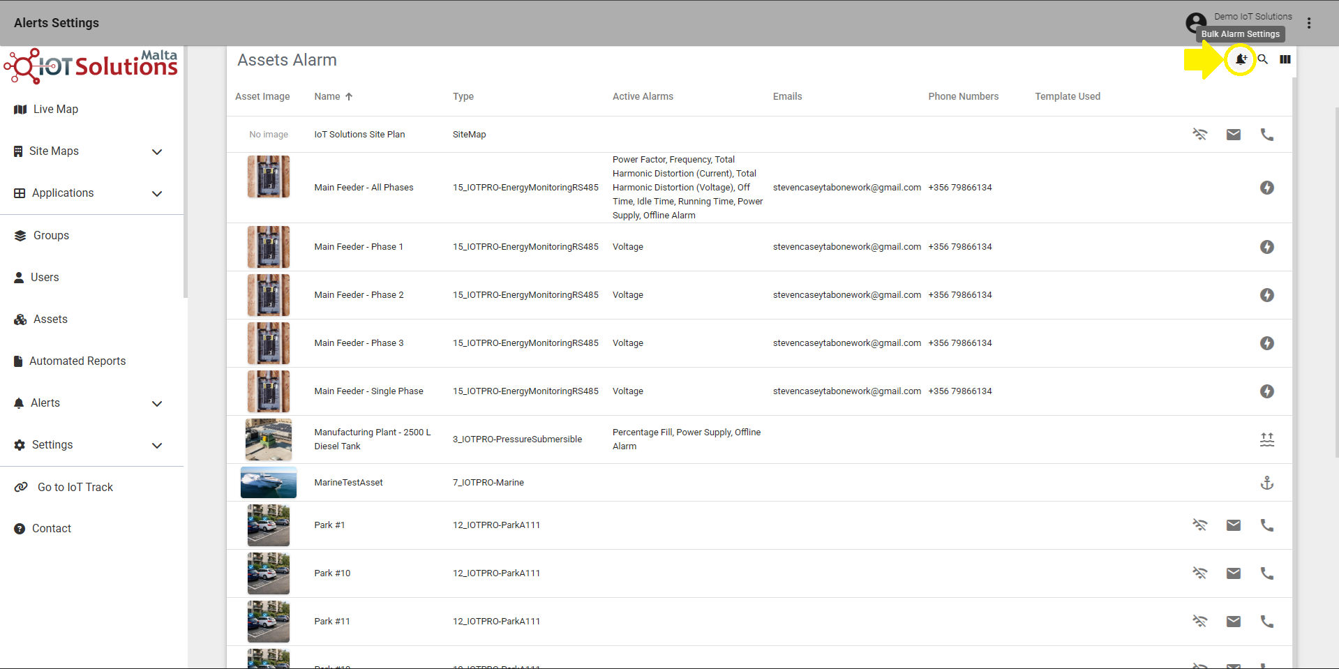 IoT Pro Platform - Bulk Apply Button Location