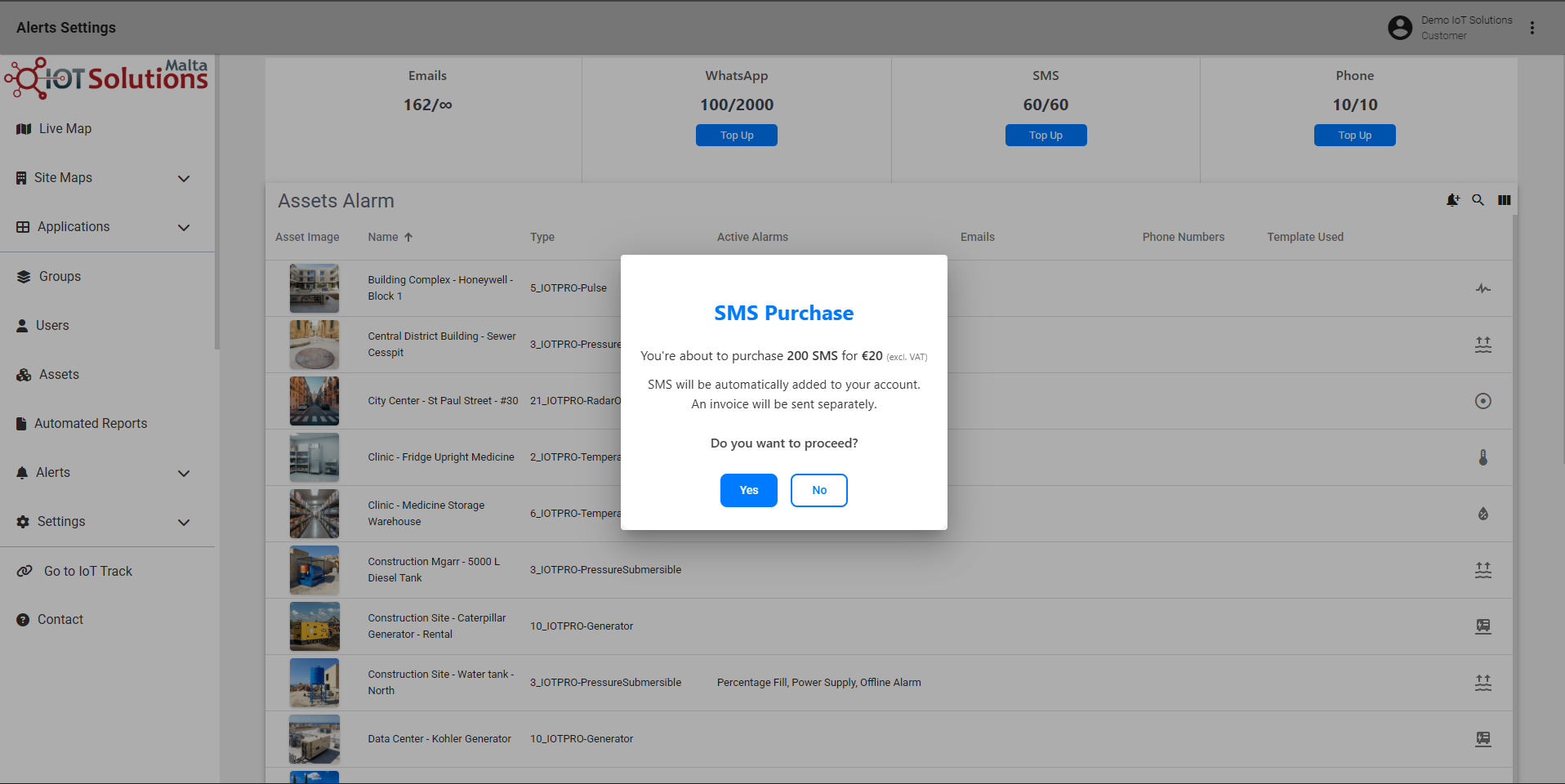 IoT Pro Platform - Top Up Prompt Example