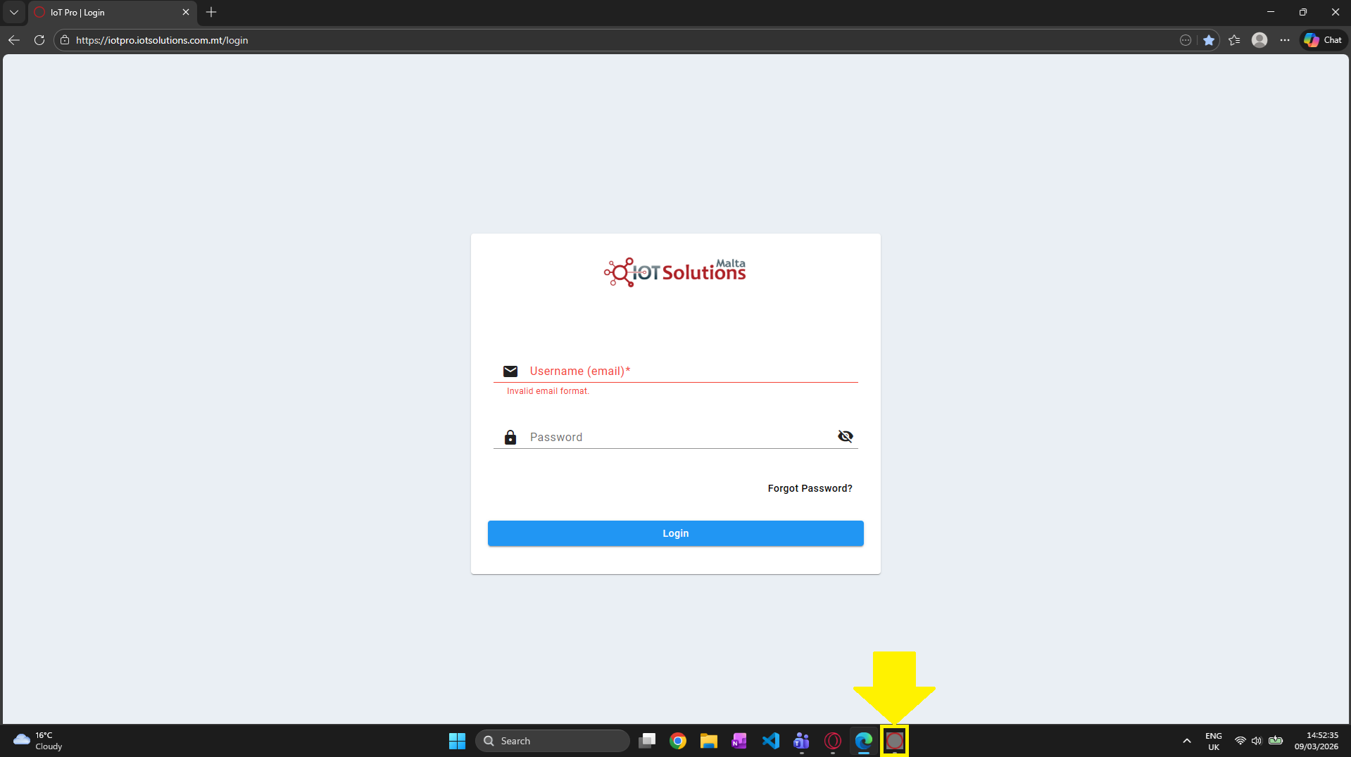 IoT Pro Platform - Taskbar Shortcut Created