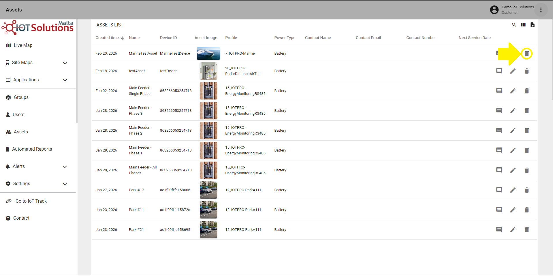 IoT Pro Platform - Deleting Asset