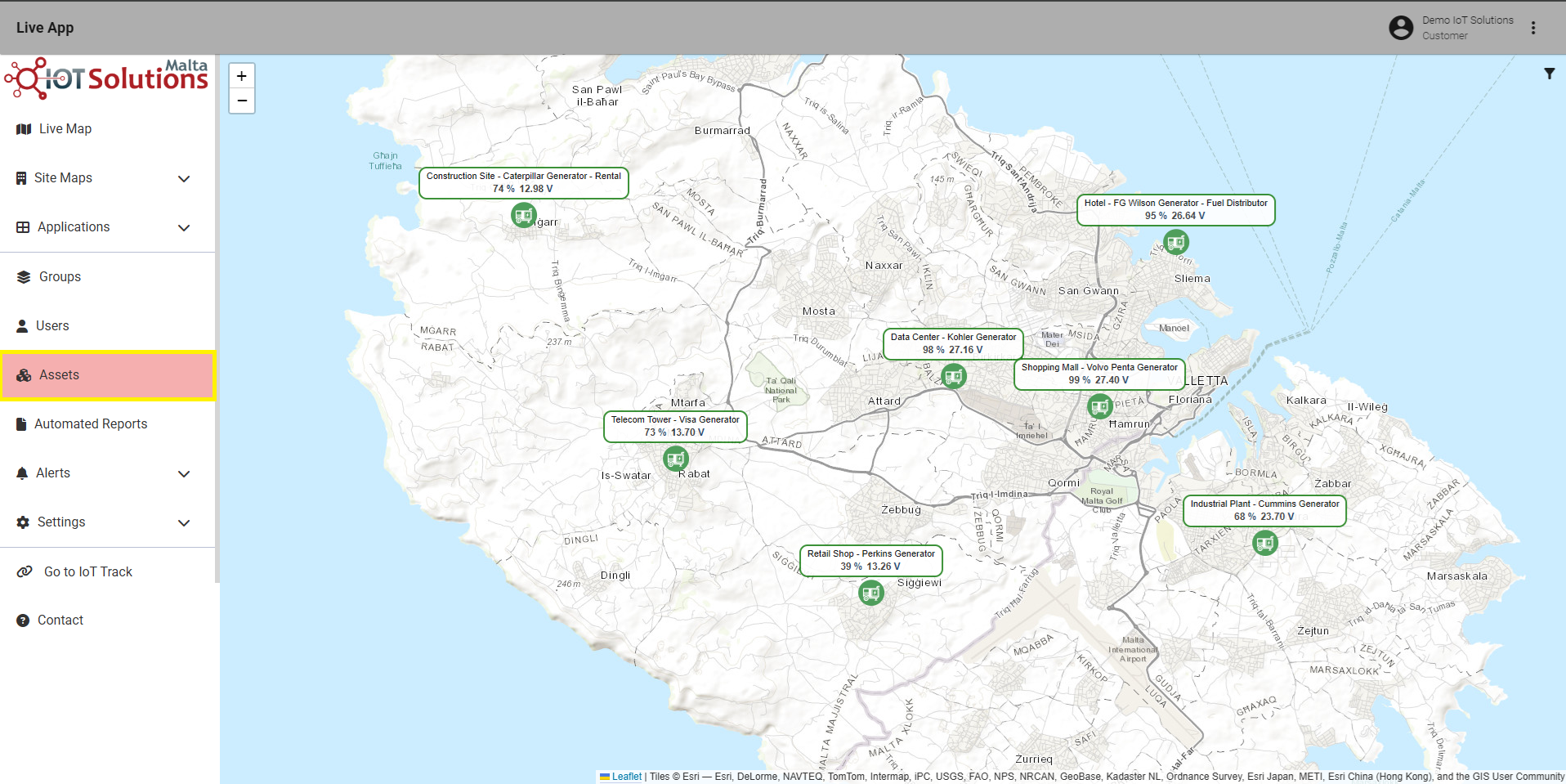 IoT Pro Platform - Live Map to Assets Page
