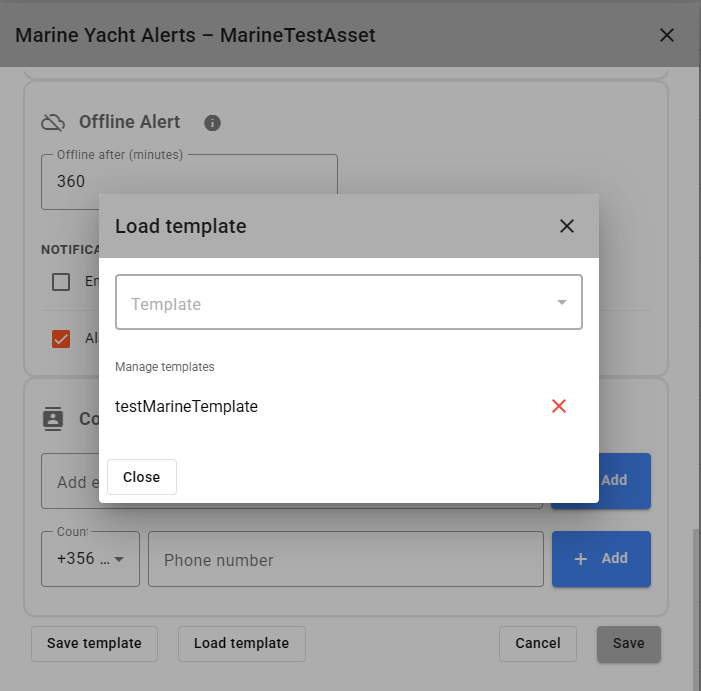 IoT Pro Platform - Load Template Form