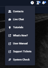 Help Section Drop-down Menu