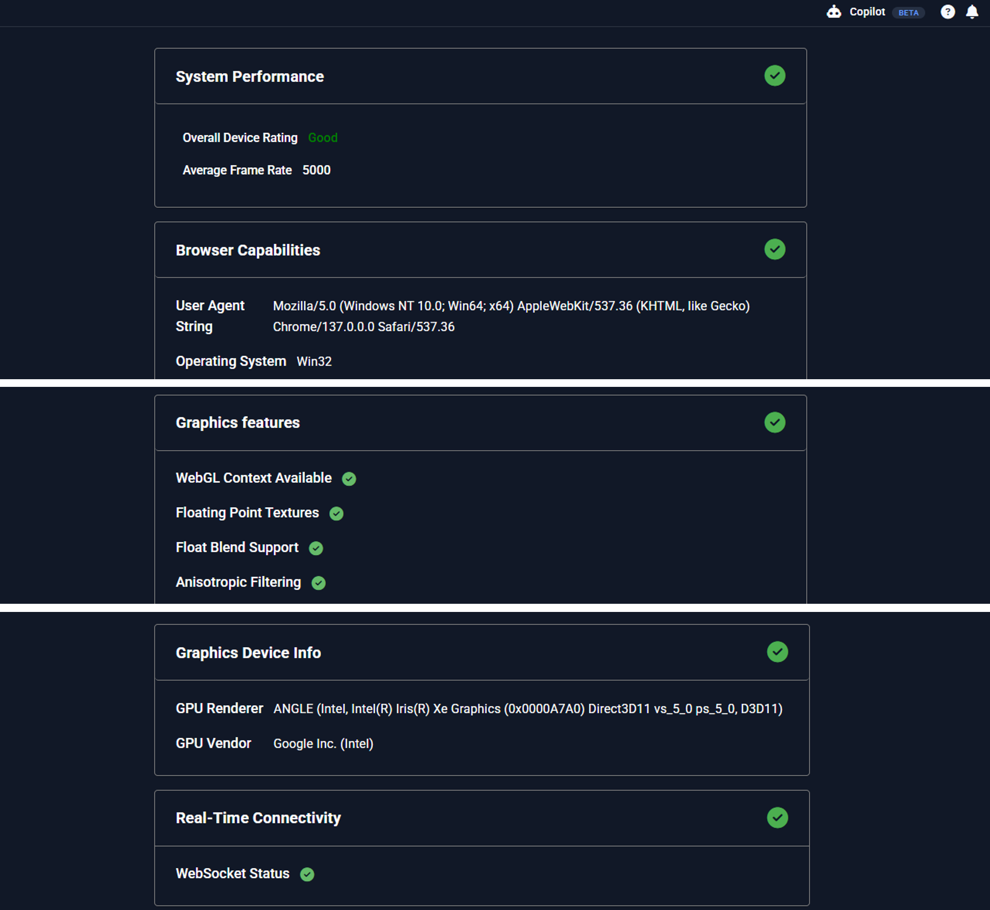 System Check Result