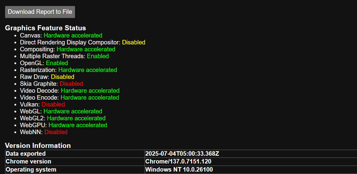 WebGL Status check
