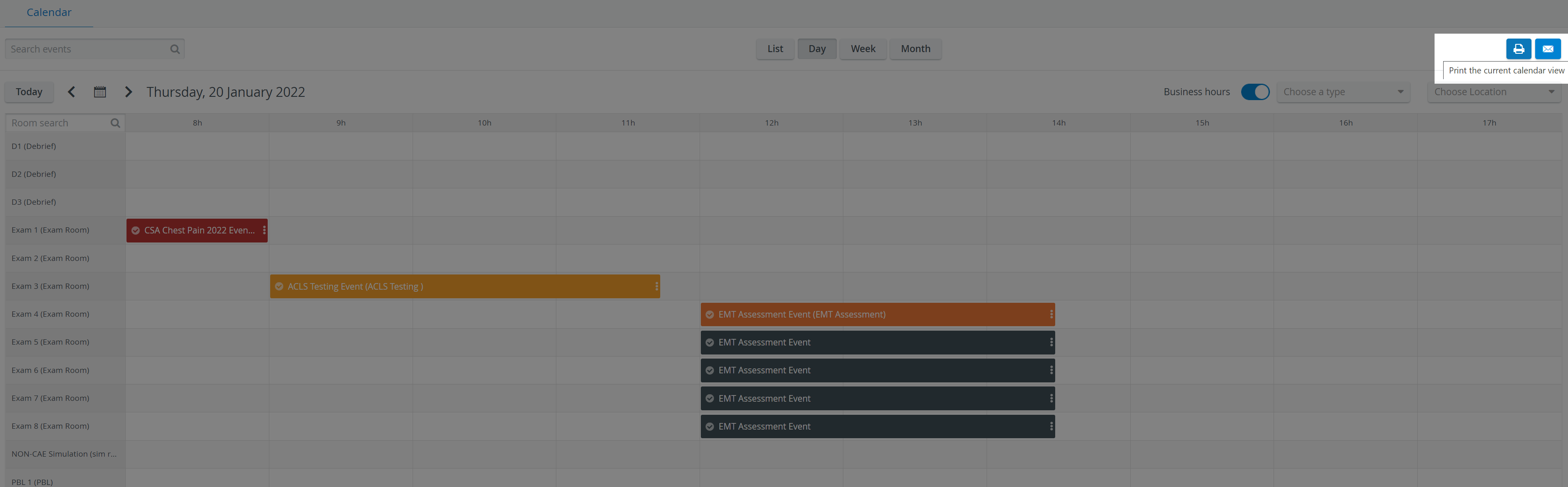Day View of a Calendar