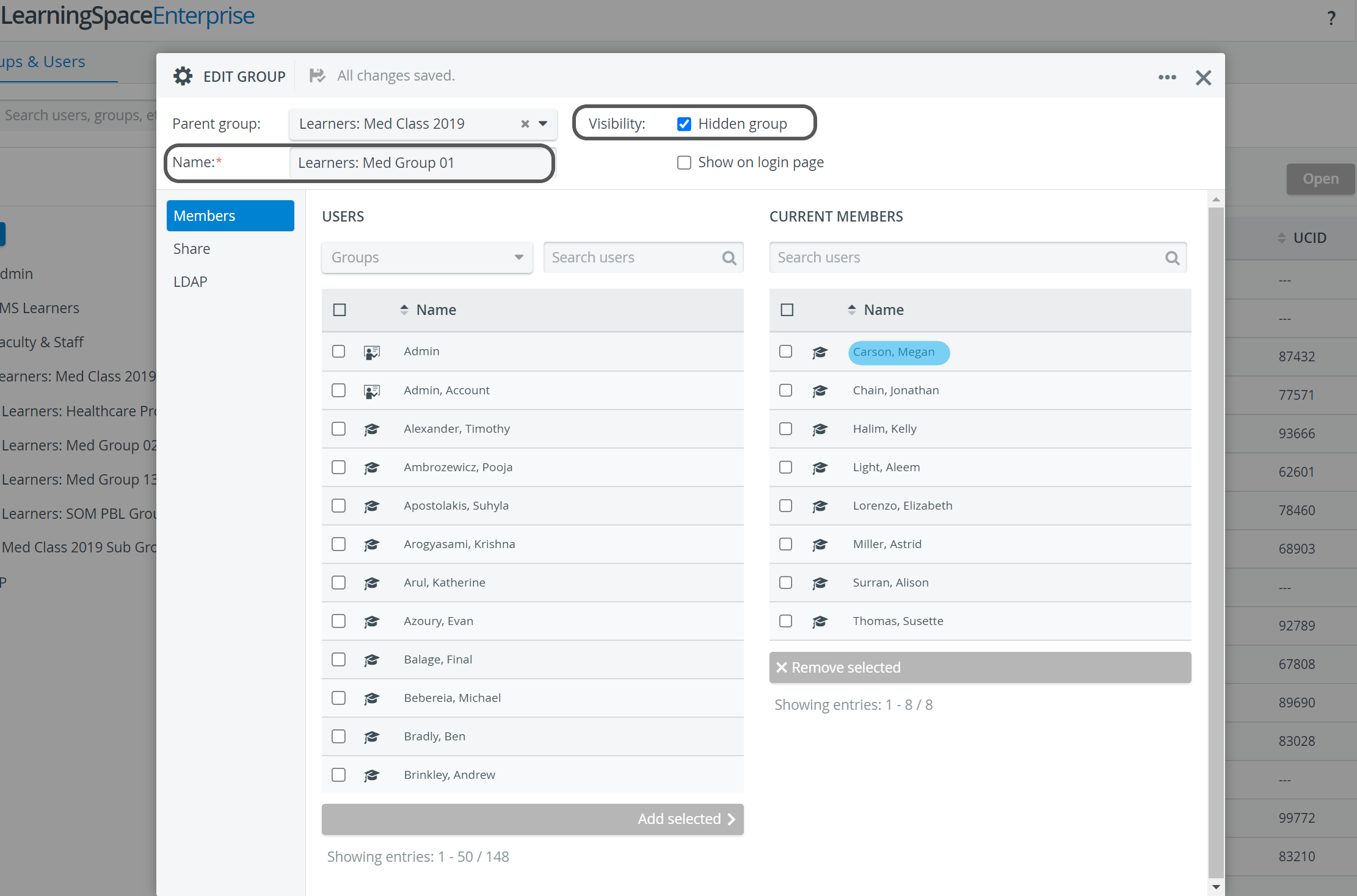 Visibility - Hidden Group in User Manager