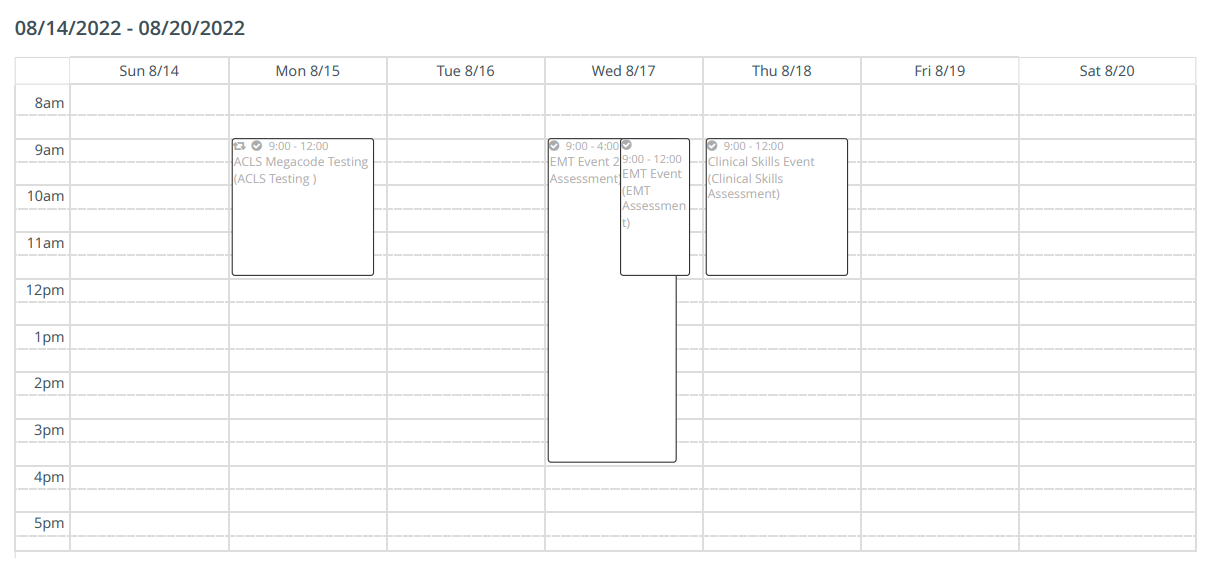 Week View of a Calendar
