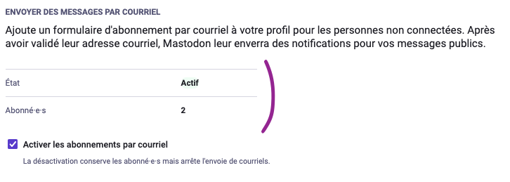 Affichage du nombre d'abonné·e·s via le canal newsletter