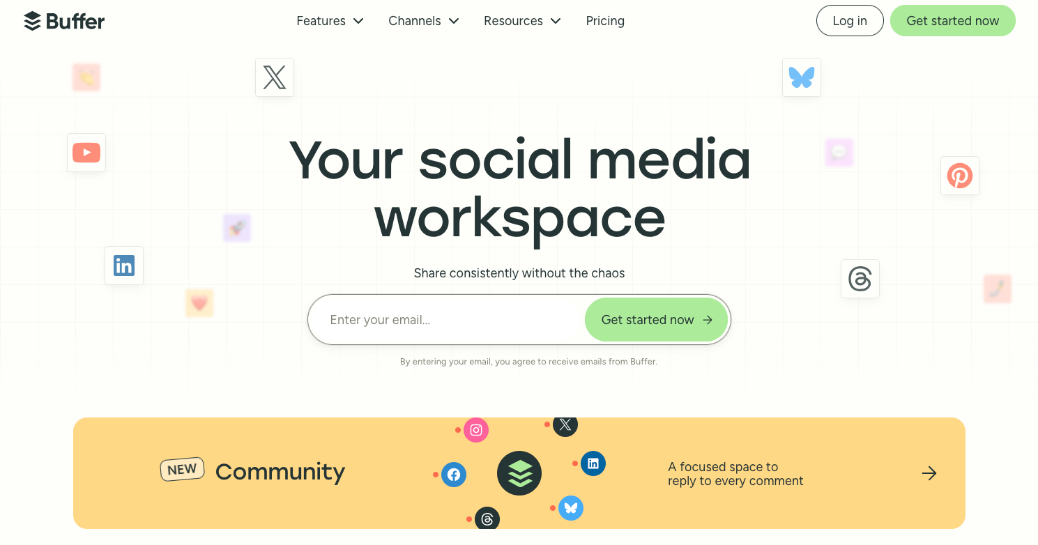 Page d'accueil de buffer.com