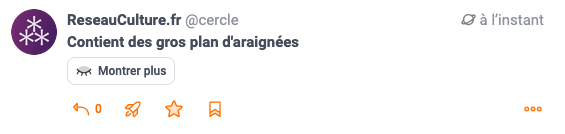 Exemple de publication avec avertissement de contenu
