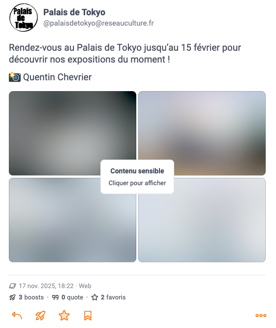 Exemple de publication où seules les images sont floutées